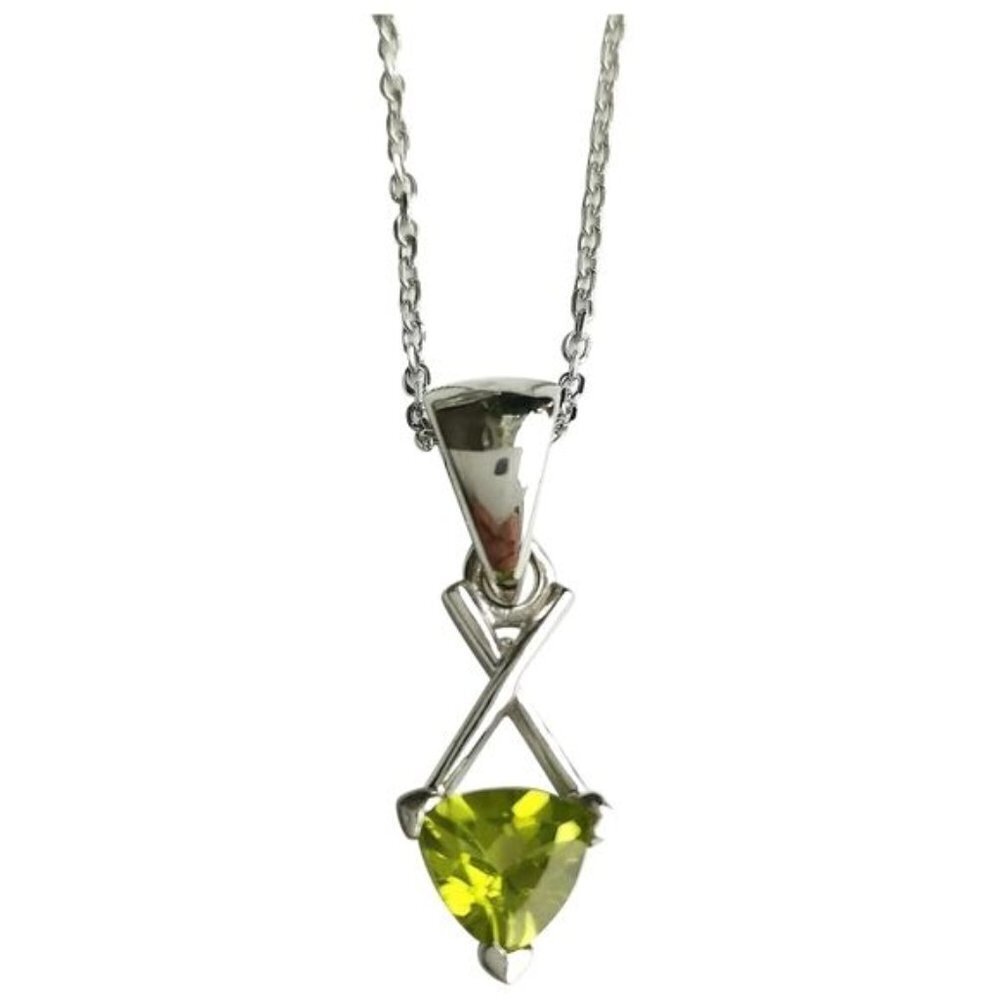 NEW Sterling silver trillion cut Peridot pendant necklace